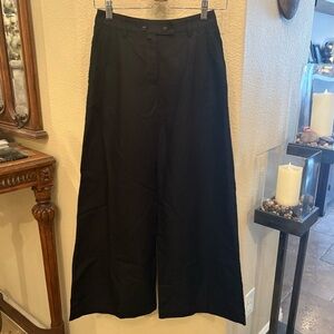 NWOT~OILILY Black Lace Floral Linen Blend Wide Leg Pants Size 34 (0/2)